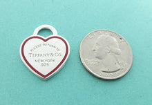 Cargar imagen en el visor de la galería, Authentic Tiffany &amp; Co. Return to Tiffany Heart Charm Red Enamel Sterling Silver Size Medium Pendant Necklace
