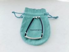 Carica l'immagine nel visualizzatore di Gallery, Authentic Tiffany &amp; Co. Atlas Bracelet Sterling Silver Black Enamel Pendant Rubber Cord Bracelet
