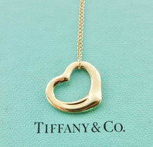 Load image into Gallery viewer, Authentic Tiffany &amp; Co Elsa Peretti Open Heart Necklace 22mm Yellow Gold 18K Pendant Necklace
