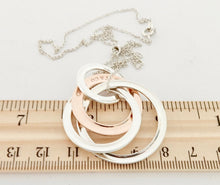 Load image into Gallery viewer, Authentic Tiffany &amp; Co. 1837 Interlocking Circles Necklace Pendant Sterling Silver Rubedo Four Rings Necklace Size Large

