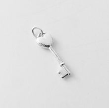 Carica l'immagine nel visualizzatore di Gallery, Authentic Tiffany &amp; Co. Heart Key Diamond Sterling Silver Key Pendant Charm Necklace
