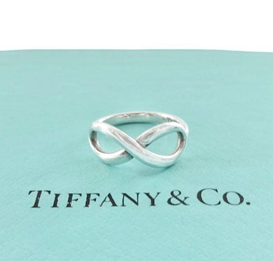 Authentic Tiffany & Co. Infinity Ring Sterling Silver Infinity Figure 8 Band Ring Size 4.5