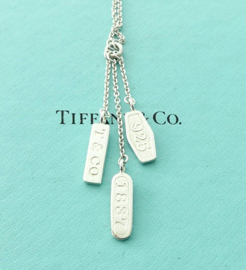 Authentic Tiffany & Co. 1837 Necklace Sterling Silver T Co. 1837 Elements Dangle Dangling Pendant Necklace