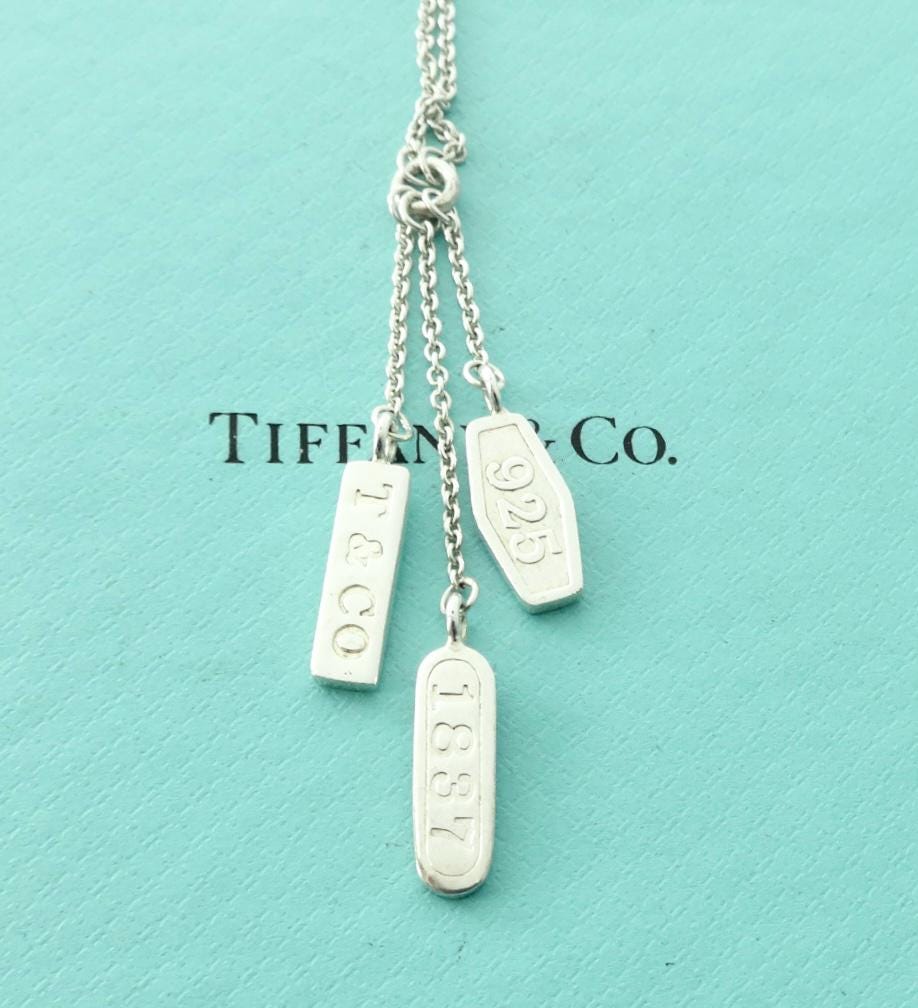 Authentic Tiffany & Co. 1837 Necklace Sterling Silver T Co. 1837 Elements Dangle Dangling Pendant Necklace