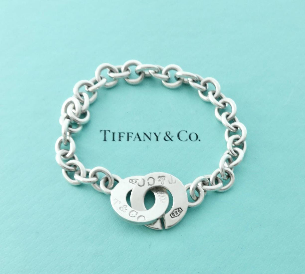 Authentic Tiffany & Co. 1837 Bracelet Toggle Clasp Round Double Toggle Clasps Sterling Silver Link Bracelet
