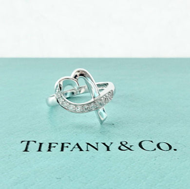 Authentic Tiffany & Co. Paloma Picasso Gold Diamond Heart Ring 18K White Gold Loving Heart Diamond Ring Size 5.5