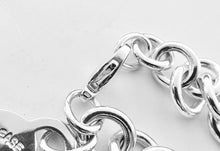 Carregar imagem no visualizador da galeria, Authentic Return to Tiffany Splash Heart Bracelet Tiffany &amp; Co. Sterling Silver Color Blue Enamel Medium Heart Tag Bracelet Size Small
