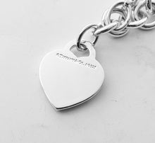 Carregar imagem no visualizador da galeria, Authentic Return to Tiffany Splash Heart Bracelet Tiffany &amp; Co. Sterling Silver Color Blue Enamel Medium Heart Tag Bracelet Size Small
