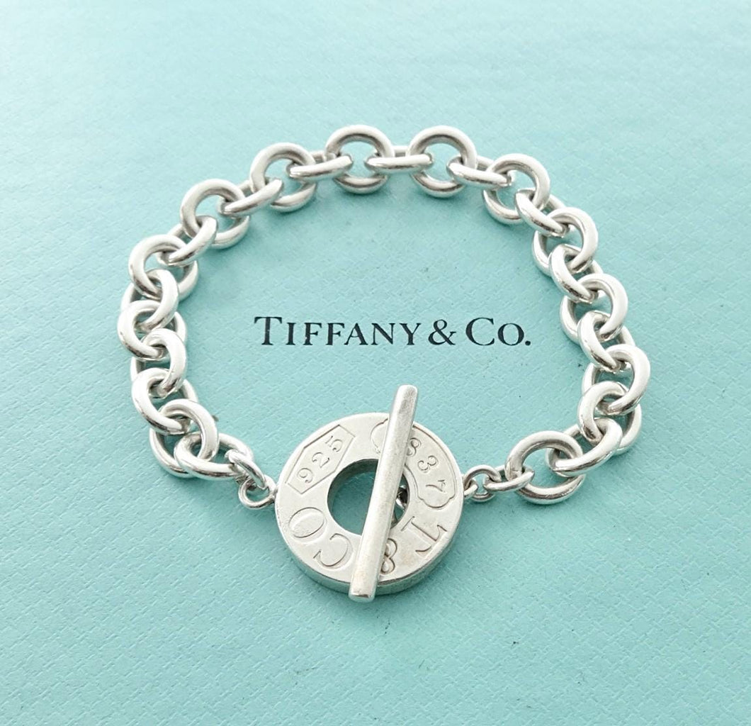 Authentic Tiffany & Co. 1837 Bracelet Toggle Clasp Bracelet Link Sterling Silver 925 T Co Bracelet