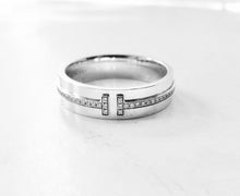 Load image into Gallery viewer, Authentic Tiffany T Wide Diamond Ring White Gold Round Diamonds Tiffany &amp; Co. 18K Ring Size 9
