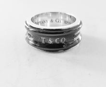 Load image into Gallery viewer, Authentic Tiffany &amp; Co. 1837 Medium Ring Titanium Sterling Silver T Co Concave Band Ring Size 6.5
