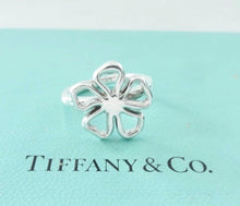 Load image into Gallery viewer, Authentic Tiffany &amp; Co. Flower Ring Sterling Silver Open Stencil Hibiscus Flower Band Ring Size 6
