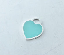 Carica l'immagine nel visualizzatore di Gallery, Authentic Tiffany &amp; Co. Blue Enamel Heart Tag Charm Size Medium Sterling Silver Pendant Necklace
