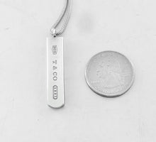 Load image into Gallery viewer, Authentic Tiffany &amp; Co. 1837 Necklace Sterling Silver Bar Pendant Snake Chain Necklace
