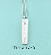 Load image into Gallery viewer, Authentic Tiffany &amp; Co. 1837 Necklace Sterling Silver Bar Pendant Snake Chain Necklace
