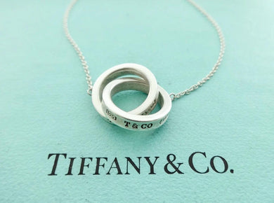 Authentic Tiffany and Co. 1837 Interlocking Circles Pendant Sterling Silver Necklace Small