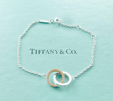 Authentic Tiffany Co. 1837 Interlocking Circles Bracelet Sterling Silver Rubedo Metal 925 T CO 1837