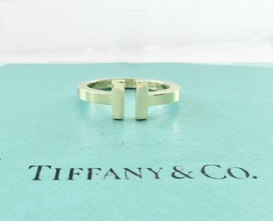 Authentic Tiffany T Square Gold Ring 18K Yellow Gold Tiffany & Co. Band Ring Size 8.5