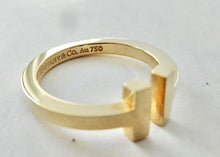 Load image into Gallery viewer, Authentic Tiffany T Square Gold Ring 18K Yellow Gold Tiffany &amp; Co. Band Ring Size 8.5
