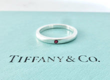 Load image into Gallery viewer, Authentic Tiffany &amp; Co. Elsa Peretti Ruby Ring Sterling Silver Red Ruby Round-Cut Stackable Band Ring Size 5.5
