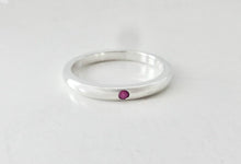 Load image into Gallery viewer, Authentic Tiffany &amp; Co. Elsa Peretti Ruby Ring Sterling Silver Red Ruby Round-Cut Stackable Band Ring Size 5.5
