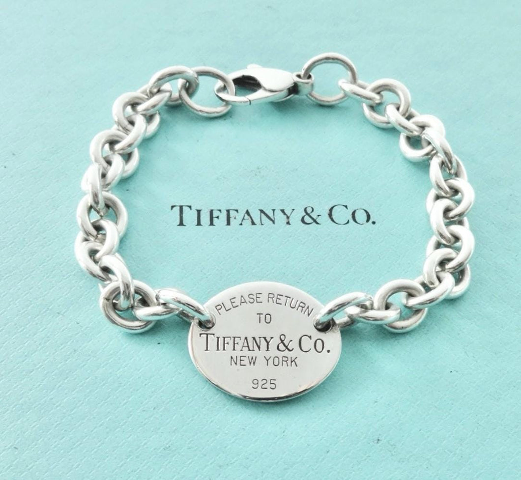 Authentic Return to Tiffany Bracelet Oval Tag Sterling Silver Tiffany & Co. Link Bracelet 7.5 Inches