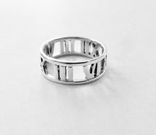 Load image into Gallery viewer, Authentic Tiffany &amp; Co. Atlas Pierced Ring, Roman Numerals Sterling Silver Ring Size 6
