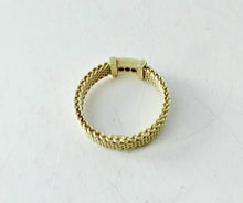 Load image into Gallery viewer, Authentic Tiffany &amp; Co. Somerset Diamond Mesh Ring Yellow Gold Three 3 Diamonds Band Ring Size 7
