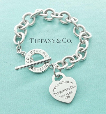 Authentic Return to Tiffany Heart Toggle Bracelet Tiffany & Co. Heart Tag Sterling Silver Clasp Link Bracelet Size Extra Small