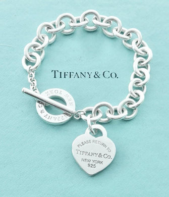 Authentic Return to Tiffany Heart Toggle Bracelet Tiffany & Co. Heart Tag Sterling Silver Clasp Link Bracelet Size Medium
