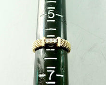 Load image into Gallery viewer, Authentic Tiffany &amp; Co. Somerset Diamond Mesh Ring Yellow Gold Three 3 Diamonds Band Ring Size 7
