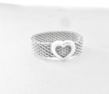 Load image into Gallery viewer, Authentic Tiffany &amp; Co. Somerset Mesh Heart Ring Sterling Silver Band Ring Size 8
