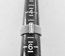 Load image into Gallery viewer, Authentic Tiffany &amp; Co. Somerset Mesh Diamond Ring Sterling Silver Four Diamonds Band Ring Size 5
