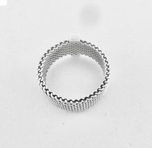 Load image into Gallery viewer, Authentic Tiffany &amp; Co. Somerset Mesh Diamond Ring Sterling Silver Four Diamonds Band Ring Size 5
