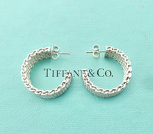 Load image into Gallery viewer, Authentic Tiffany &amp; Co. Somerset Mesh Earrings Sterling Silver Wide Hoop Size Medium Pierced Earrings
