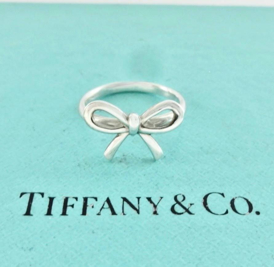 Authentic Tiffany & Co. Bow Ring Sterling Silver Bows Bowtie Ring Size 5.5