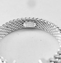 Load image into Gallery viewer, Authentic Tiffany &amp; Co. Somerset Diamond Mesh Ring Sterling Silver Three 3 Diamonds Band Ring Size 5.5
