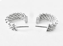 Load image into Gallery viewer, Authentic Tiffany &amp; Co. Mesh Earrings Sterling Silver Somerset Small Hoop Pierced Earrings

