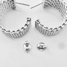 Load image into Gallery viewer, Authentic Tiffany &amp; Co. Somerset Mesh Earrings Sterling Silver Wide Hoop Size Medium Pierced Earrings
