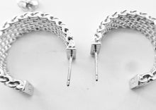 Load image into Gallery viewer, Authentic Tiffany &amp; Co. Somerset Mesh Earrings Sterling Silver Wide Hoop Size Medium Pierced Earrings

