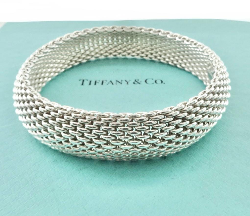 Authentic Tiffany & Co. Somerset Mesh Bracelet Sterling Silver Bangle Bracelet