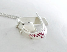 Carregar imagem no visualizador da galeria, Authentic Tiffany &amp; Co. Paloma Picasso Loving Heart Love Necklace Sterling Silver Red Enamel Graffiti Large Pendant Necklace
