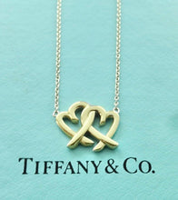 Carregar imagem no visualizador da galeria, Authentic Tiffany &amp; Co. Paloma Picasso Loving Heart Necklace 18k Yellow Gold Interlocking Double Hearts Pendant Necklace
