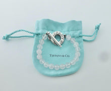 Carica l'immagine nel visualizzatore di Gallery, Authentic Tiffany &amp; Co. Rose Quartz Bracelet Pink 8mm Bead Ball Sterling Silver Toggle Clasp Bracelet
