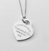 Load image into Gallery viewer, Authentic Return to Tiffany Blue Enamel Heart Tag Charm Sterling Silver Tiffany &amp; Co. Small Pendant Necklace
