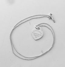 Load image into Gallery viewer, Authentic Return to Tiffany Blue Enamel Heart Tag Charm Sterling Silver Tiffany &amp; Co. Small Pendant Necklace
