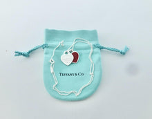 Laden Sie das Bild in den Galerie-Viewer, Authentic Return to Tiffany Heart Necklace Size Small Double Hearts Sterling Silver Red Enamel Necklace 16-18 Inches
