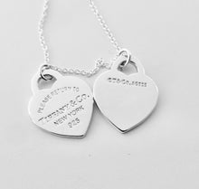 Laden Sie das Bild in den Galerie-Viewer, Authentic Return to Tiffany Heart Necklace Size Small Double Hearts Sterling Silver Red Enamel Necklace 16-18 Inches
