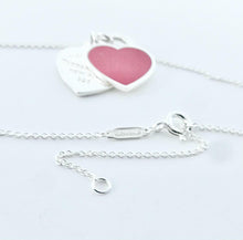 Laden Sie das Bild in den Galerie-Viewer, Authentic Return to Tiffany Heart Necklace Size Small Double Hearts Sterling Silver Red Enamel Necklace 16-18 Inches
