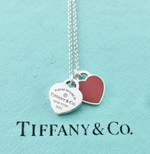 Laden Sie das Bild in den Galerie-Viewer, Authentic Return to Tiffany Heart Diamond Necklace Sterling Silver Red Enamel Double Mini Hearts Pendant Tiffany &amp; Co. Necklace
